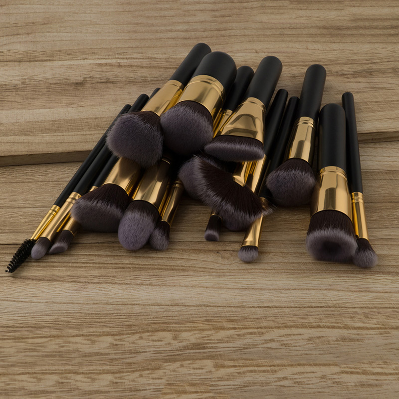 Fashion Black+gold Color Color -matching Decorated Brush (17pcs),Beauty tools