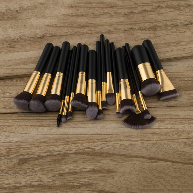 Fashion Black+gold Color Color -matching Decorated Brush (17pcs),Beauty tools