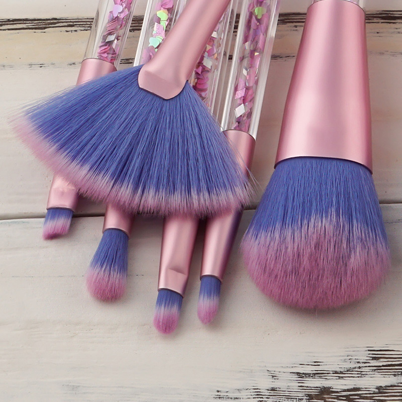Lovely Pink+purple Paillette Decorated Brush (7pcs),Beauty tools