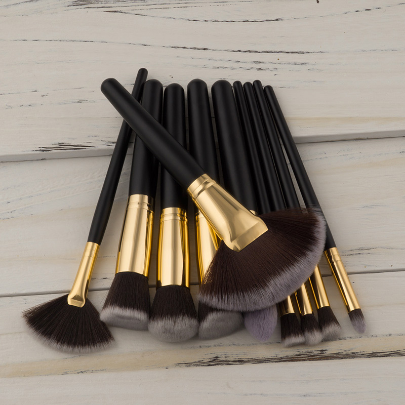 Fashion Black Color-matching Decorated Brush (10pcs),Beauty tools