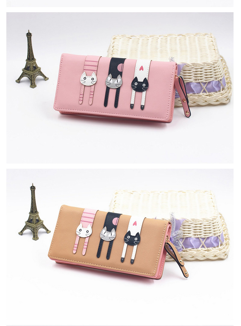 Cute Pink Cat Pattern Decorated Wallet,Wallet