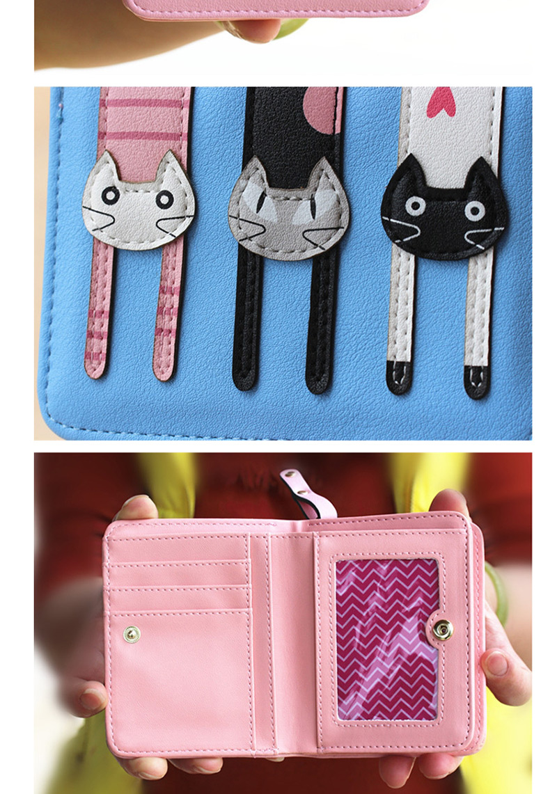 Lovely Black Cat Pattern Decorated Short Wallet,Wallet