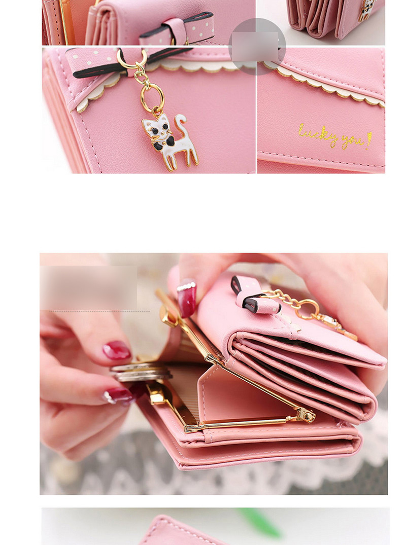Elegant Pink Cat Pendant Decorated Coin Purse,Wallet