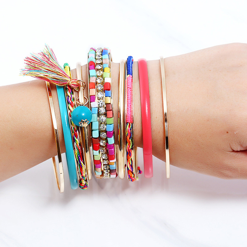 Fashion Multi-color Tassel Decorated Bracelet (9 Pcs),Fashion Bangles