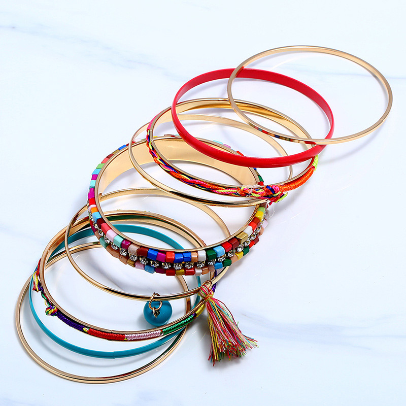 Fashion Multi-color Tassel Decorated Bracelet (9 Pcs),Fashion Bangles