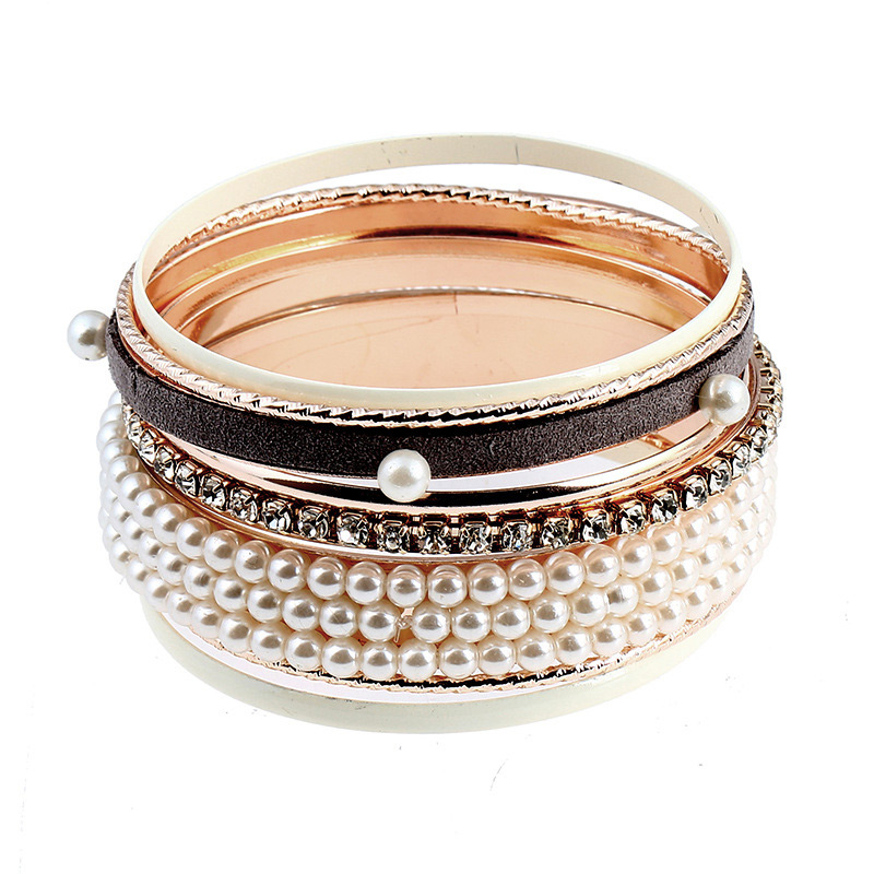 Fashion Gold Color+white Diamond Decorated Bracelet (8 Pcs),Fashion Bangles