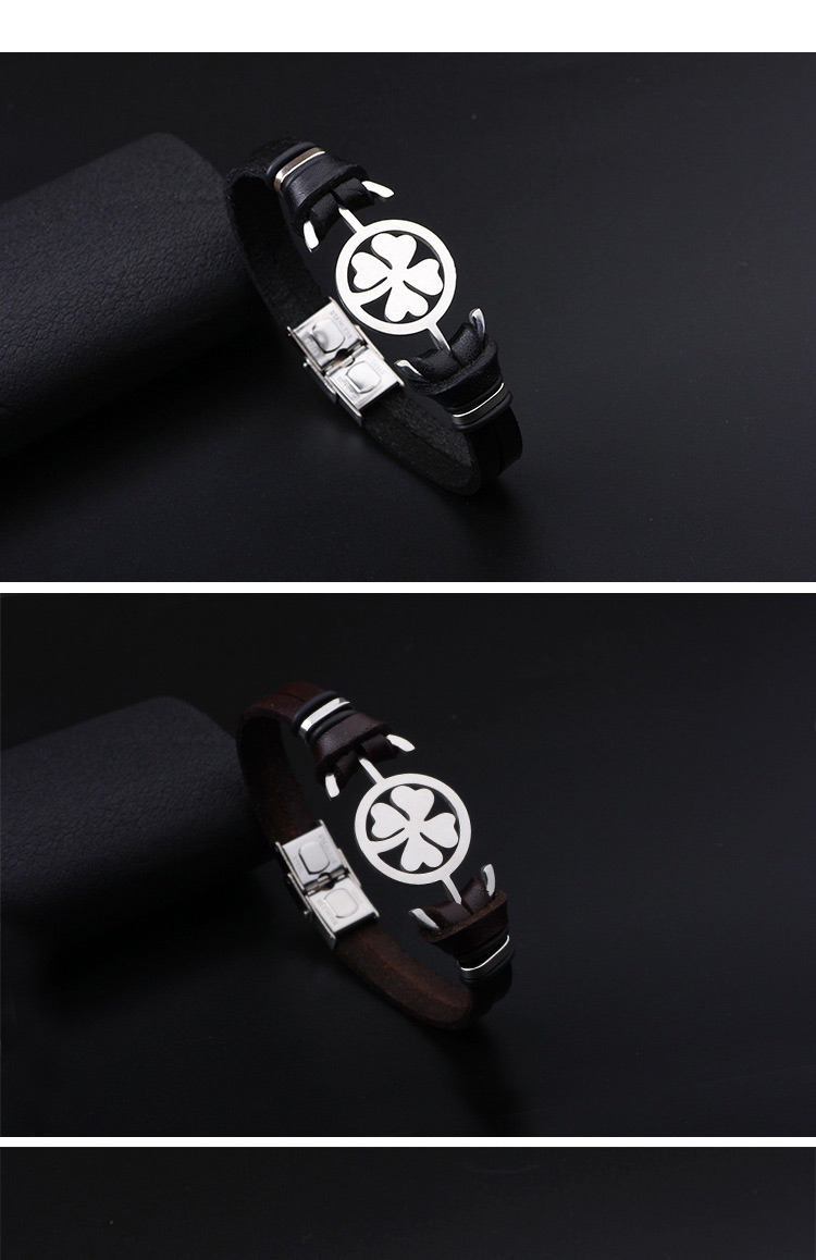 Fashion Black Clover Shape Decorated Bracelet,Bracelets