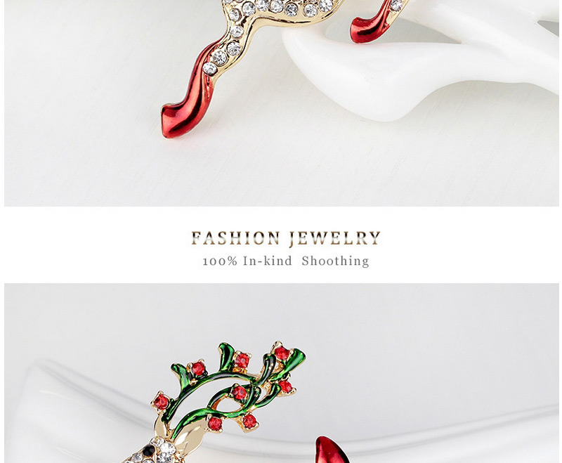 Fashion Gold Color+red+green Deer Shape Decorated Brooch,Korean Brooches