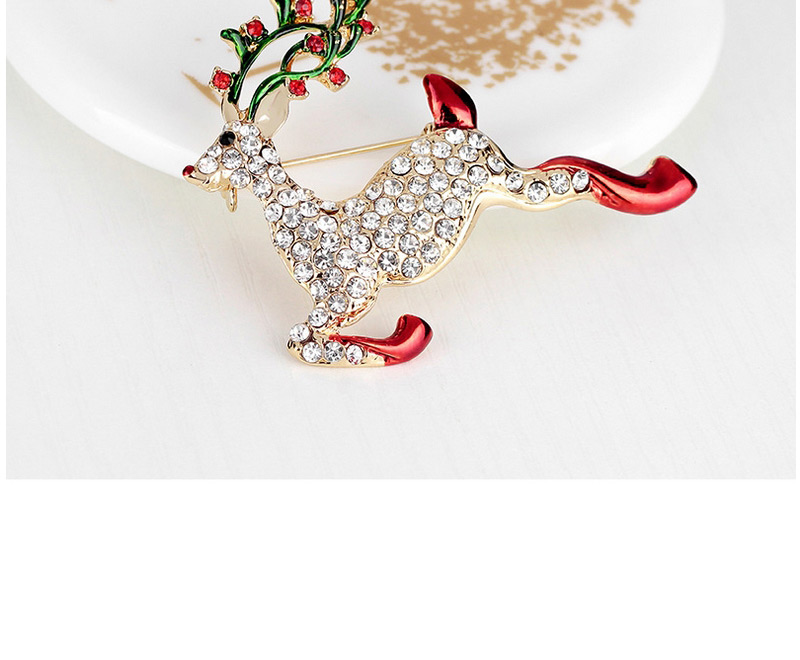 Fashion Gold Color+red+green Deer Shape Decorated Brooch,Korean Brooches