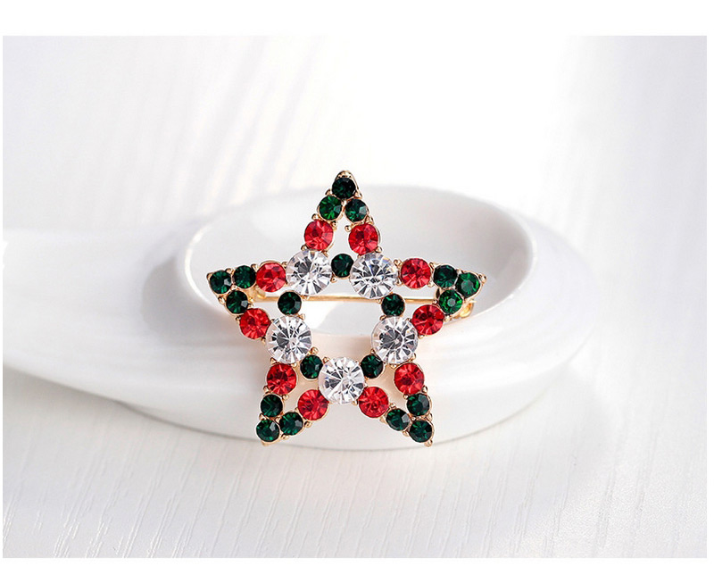 Fashion Gold Color+red+green Star Shape Decorated Brooch,Korean Brooches