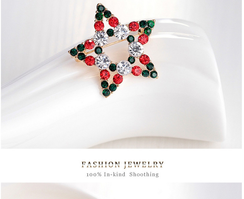 Fashion Gold Color+red+green Star Shape Decorated Brooch,Korean Brooches