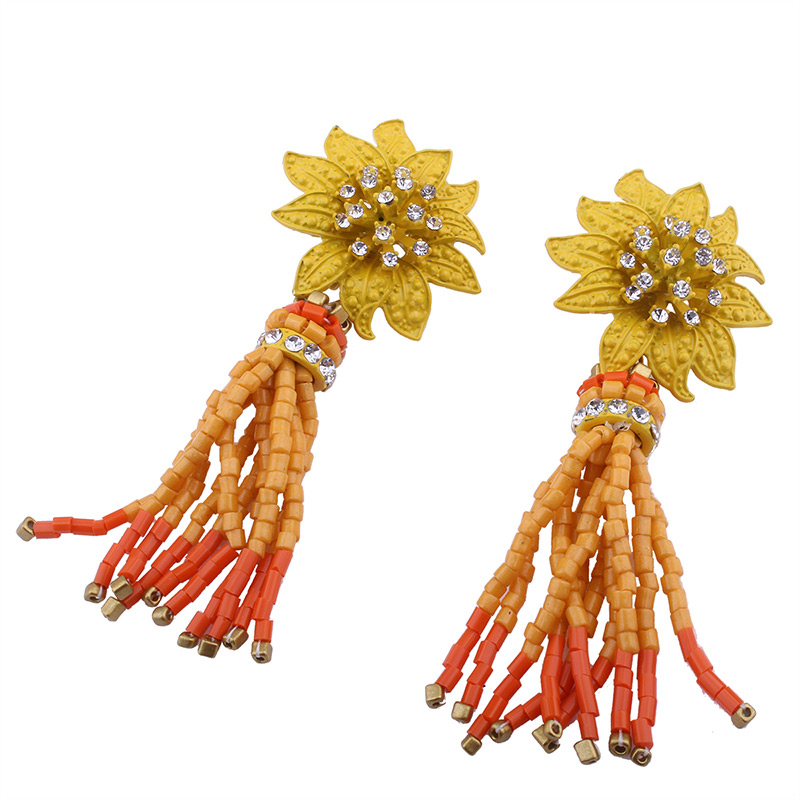 Fashion Red Flower Shape Decorated Taseel Earrings,Drop Earrings
