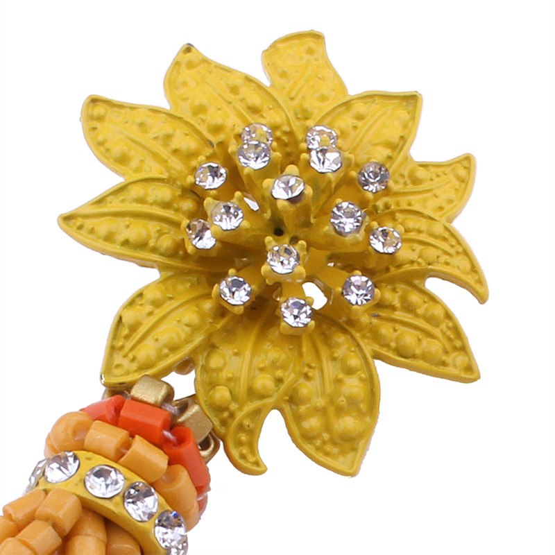 Fashion Yellow Flower Shape Decorated Taseel Earrings,Drop Earrings