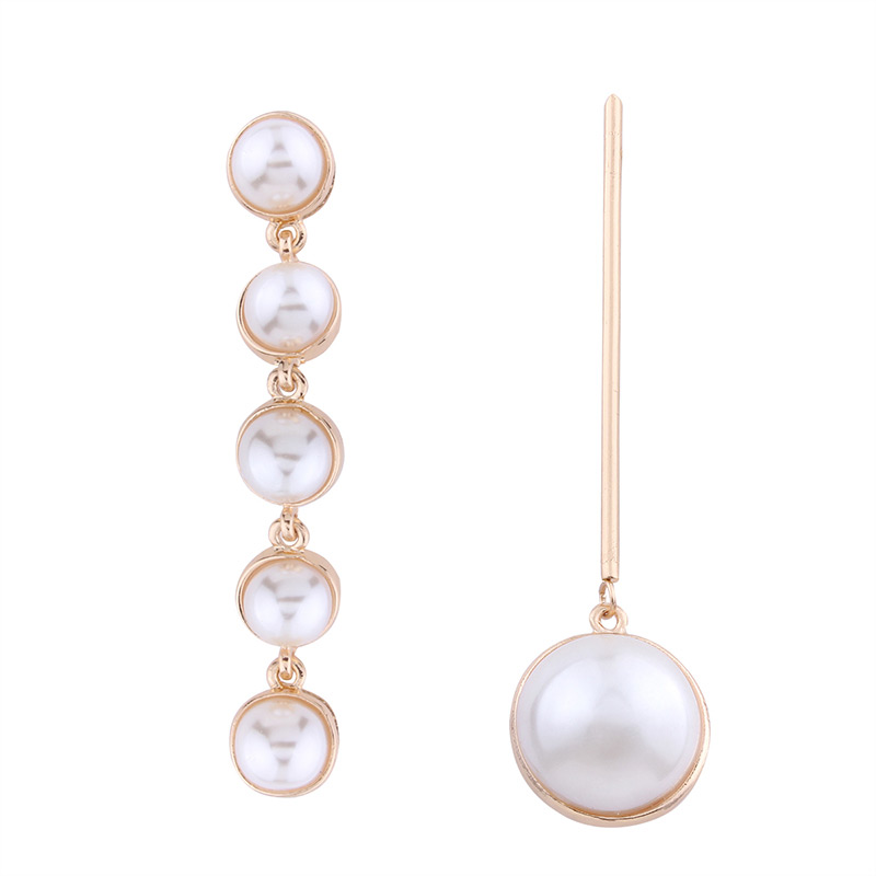 Elegant White Round Shape Decorated Long Earrings,Drop Earrings