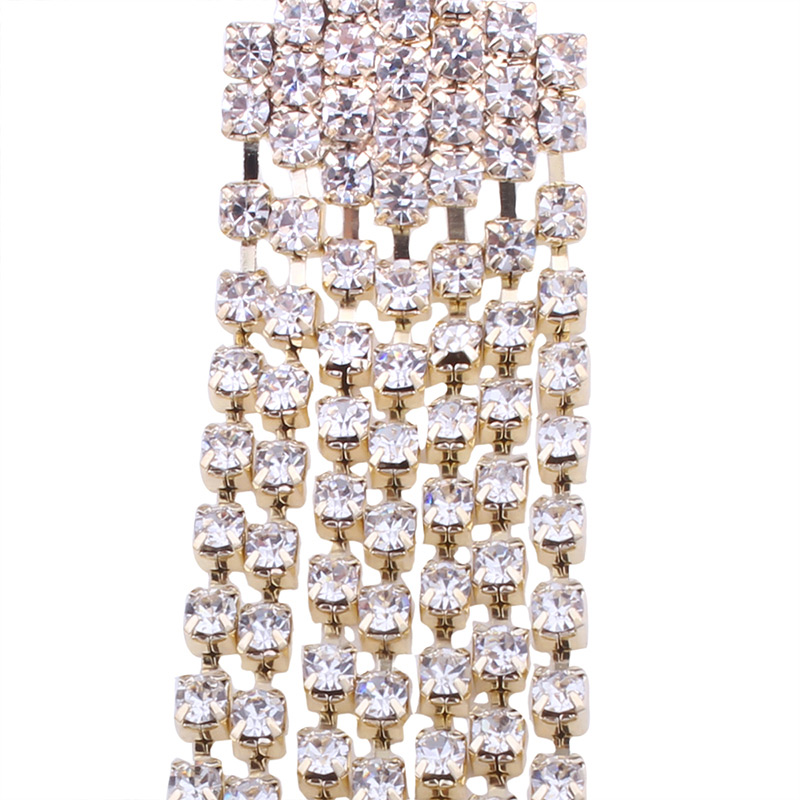 Elegant Gold Color Diamond Deocrated Tassel Earrings,Drop Earrings
