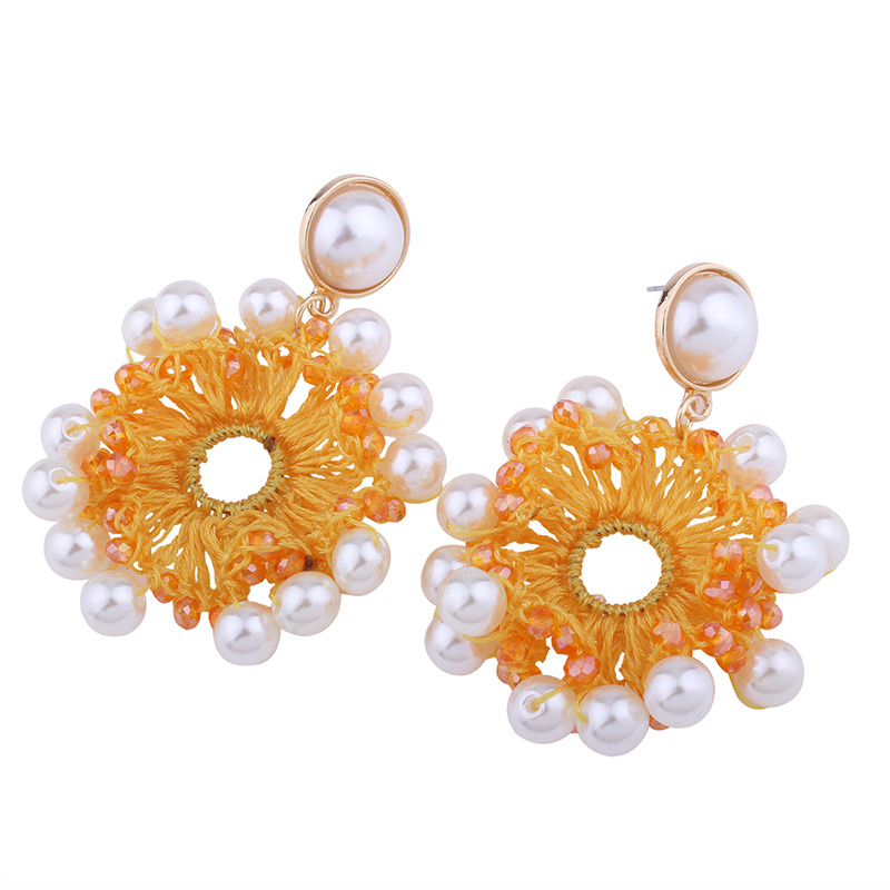 Fashion Yellow Hollow Out Decorated Earrings,Drop Earrings