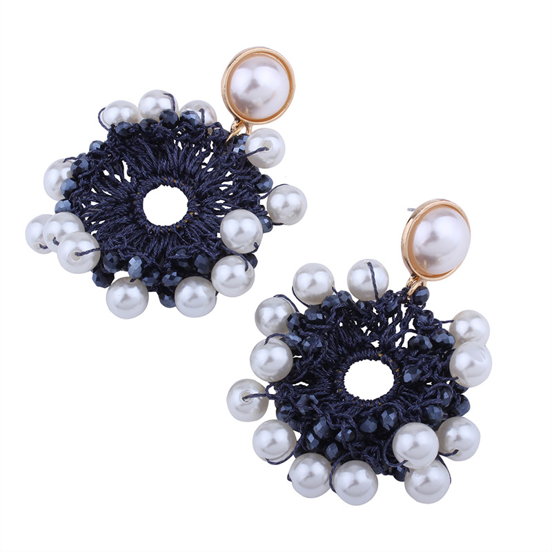 Fashion Dark Blue Hollow Out Decorated Earrings,Drop Earrings