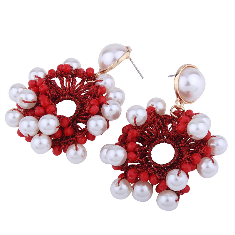 Fashion Red Hollow Out Decorated Earrings,Drop Earrings