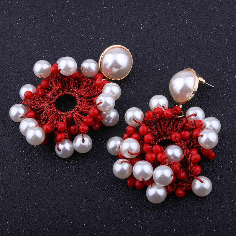 Fashion Pink Hollow Out Decorated Earrings,Drop Earrings