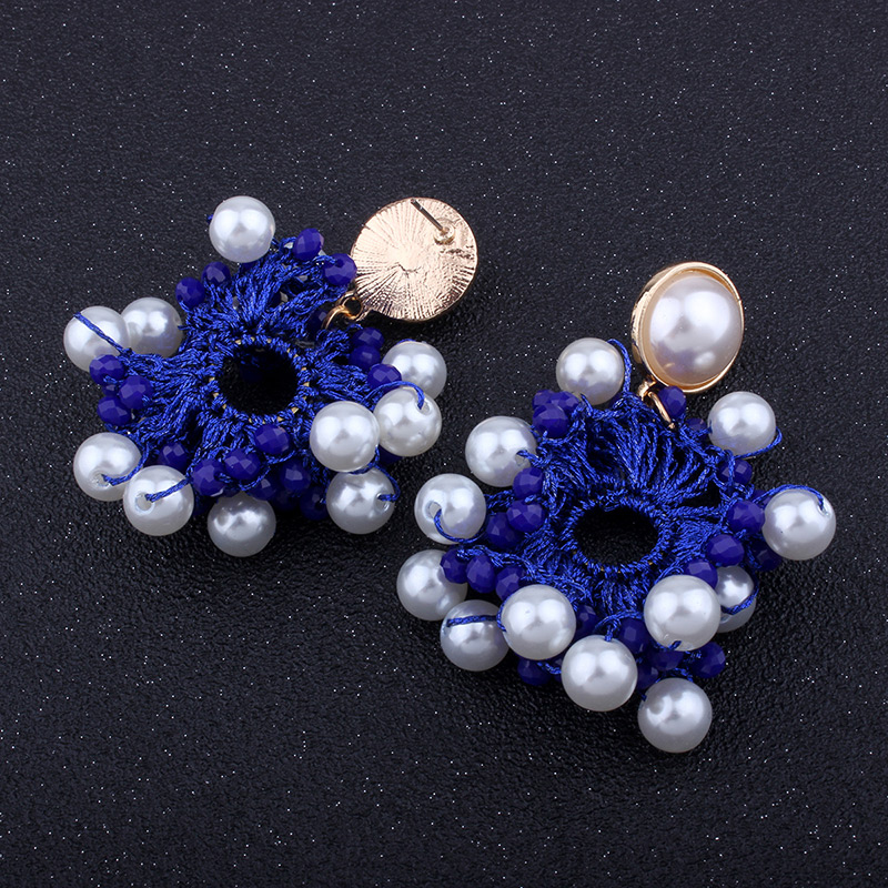 Fashion Dark Blue Hollow Out Decorated Earrings,Drop Earrings