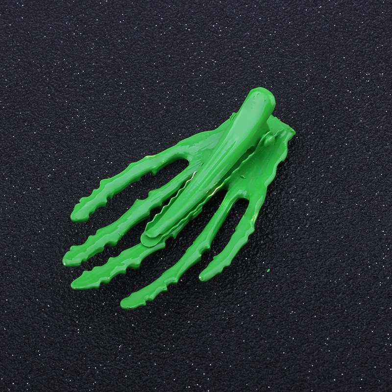 Personality Green Hand Bone Shape Decorated Hair Clip,Hairpins