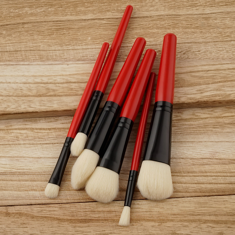 Fashion Red Pure Color Decorated Makeup Brush( 6 Pcs ),Beauty tools