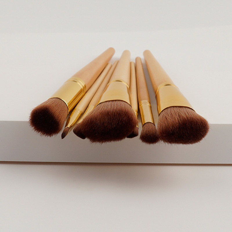 Fashion Khaki Pure Color Decorated Makeup Brush (7 Pcs ),Beauty tools
