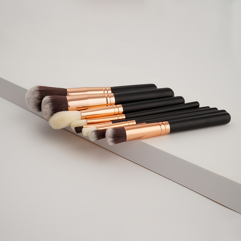 Fashion Black+rose Gold Pure Color Decorated Makeup Brush ( 8 Pcs),Beauty tools