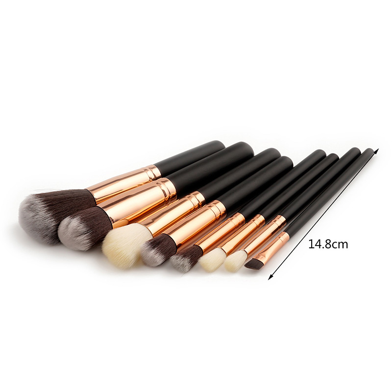 Fashion Black+rose Gold Pure Color Decorated Makeup Brush ( 8 Pcs),Beauty tools