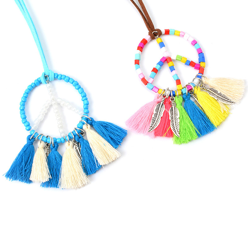 Fashion Blue Tassel Decorated Necklace,Thin Scaves