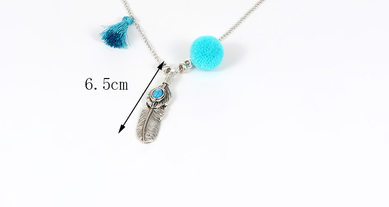Fashion Silver Color Feather Shape Decorated Tassel Necklace,Thin Scaves