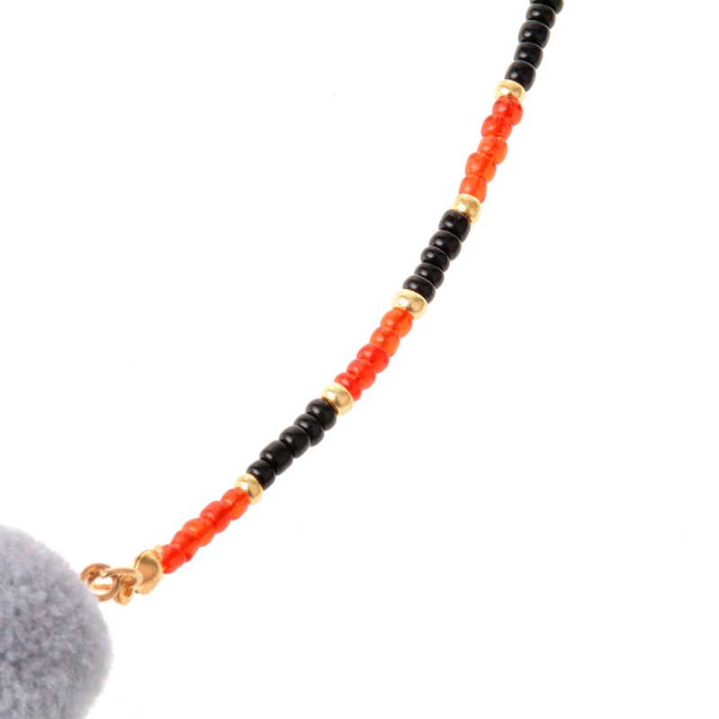Fashion Multi-color Fuzzy Ball&tassel Decorated Long Pom Necklace,Thin Scaves