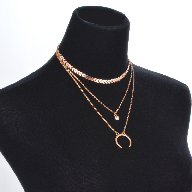 Fashion Gold Color C Shape Decorated Multi-layer Necklace,Multi Strand Necklaces