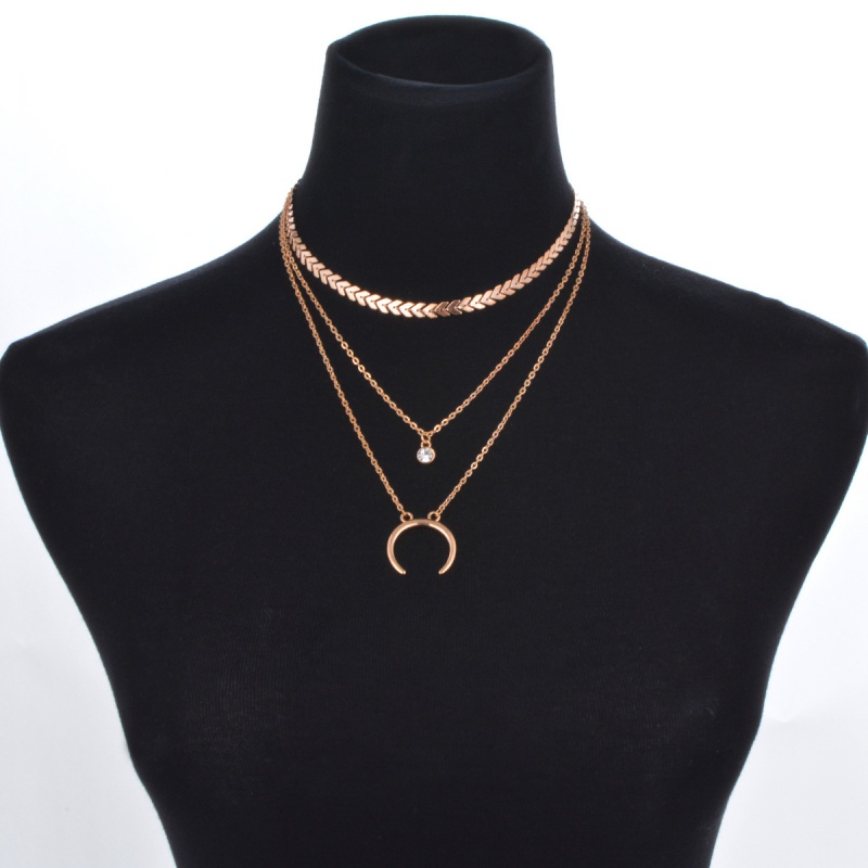 Fashion Gold Color C Shape Decorated Multi-layer Necklace,Multi Strand Necklaces