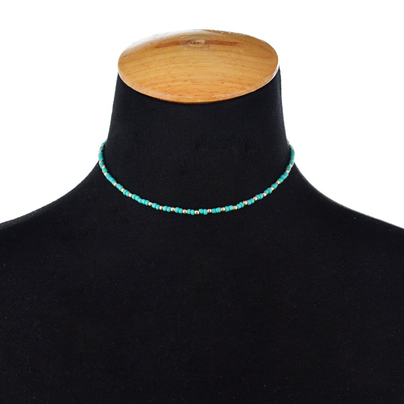 Fashion Green Beads Decorated Pure Color Choker,Beaded Necklaces