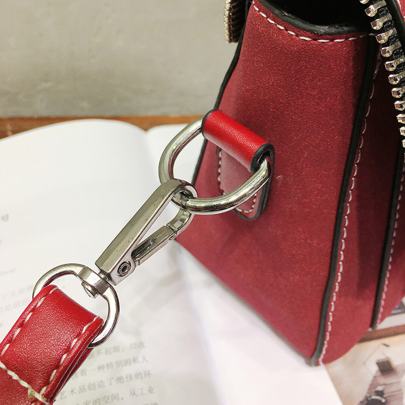 Vintage Red Double Belt Buckle Decorated Bag,Handbags