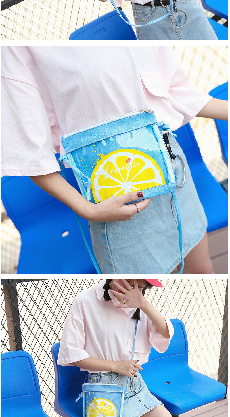 Fashion Blue Lemon Pattern Decorated Shoulder Bag,Messenger bags