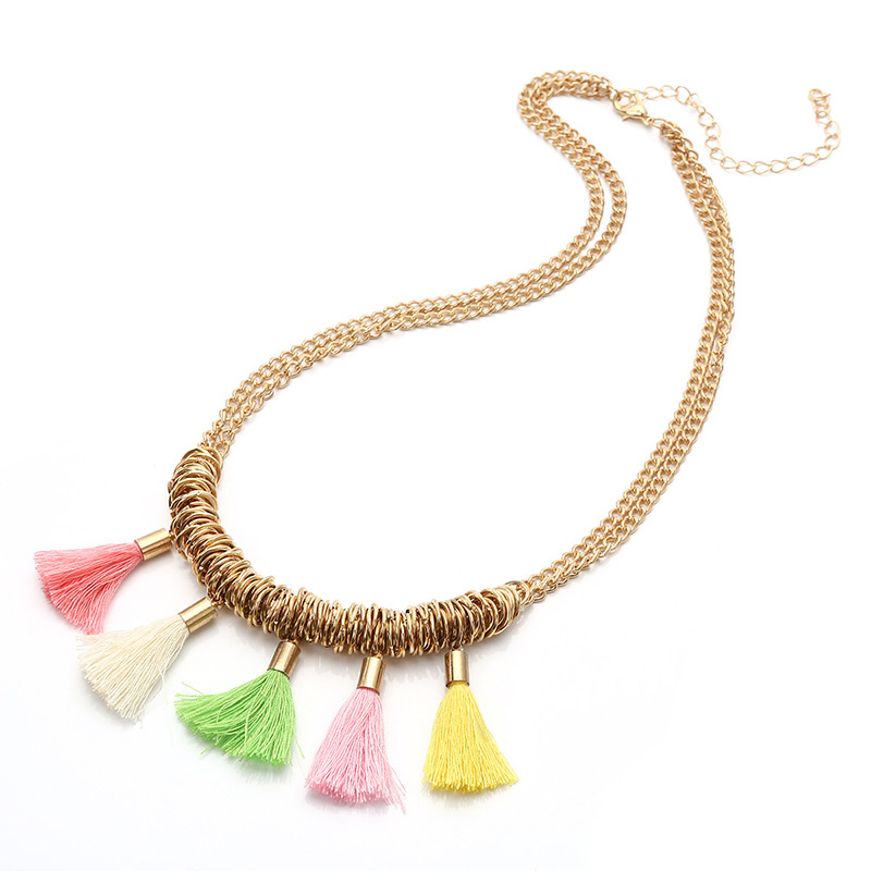 Fashion Gold Color Tassel Decorated Necklace,Thin Scaves