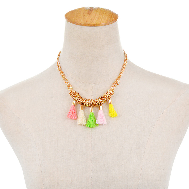 Fashion Gold Color Tassel Decorated Necklace,Thin Scaves
