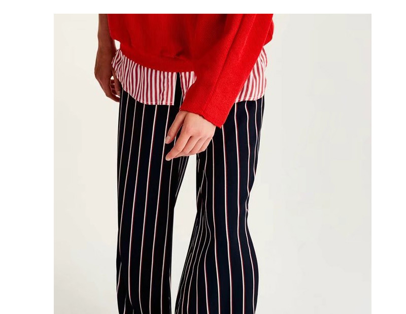 Fashion Black Stripe Pattern Decorated Trousers,Pants