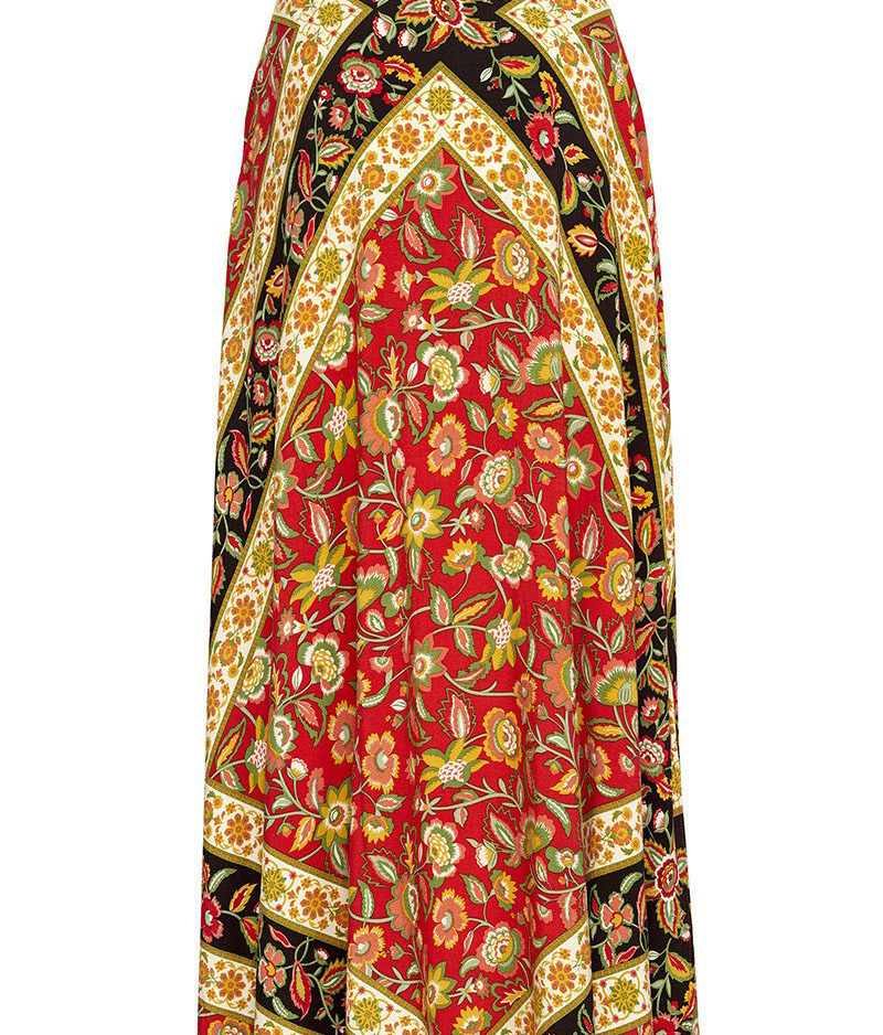 Fashion Red Flower Pattern Decorted Skirt,Skirts