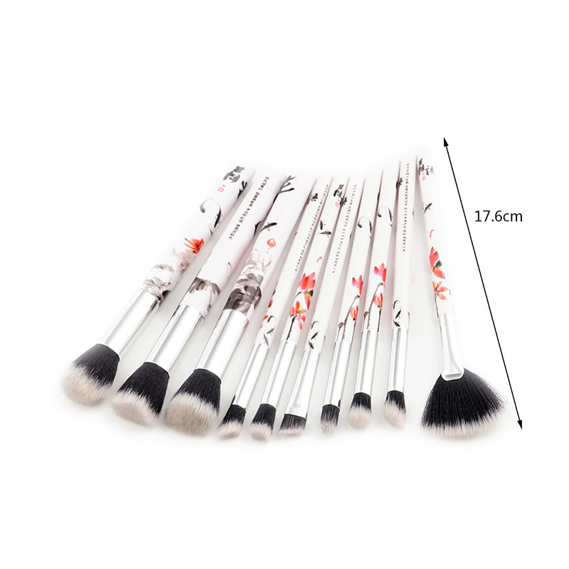 Fashion Silver Color Flower Pattern Decorated Makeup Brush (10 Pcs)  Nylon,Beauty tools