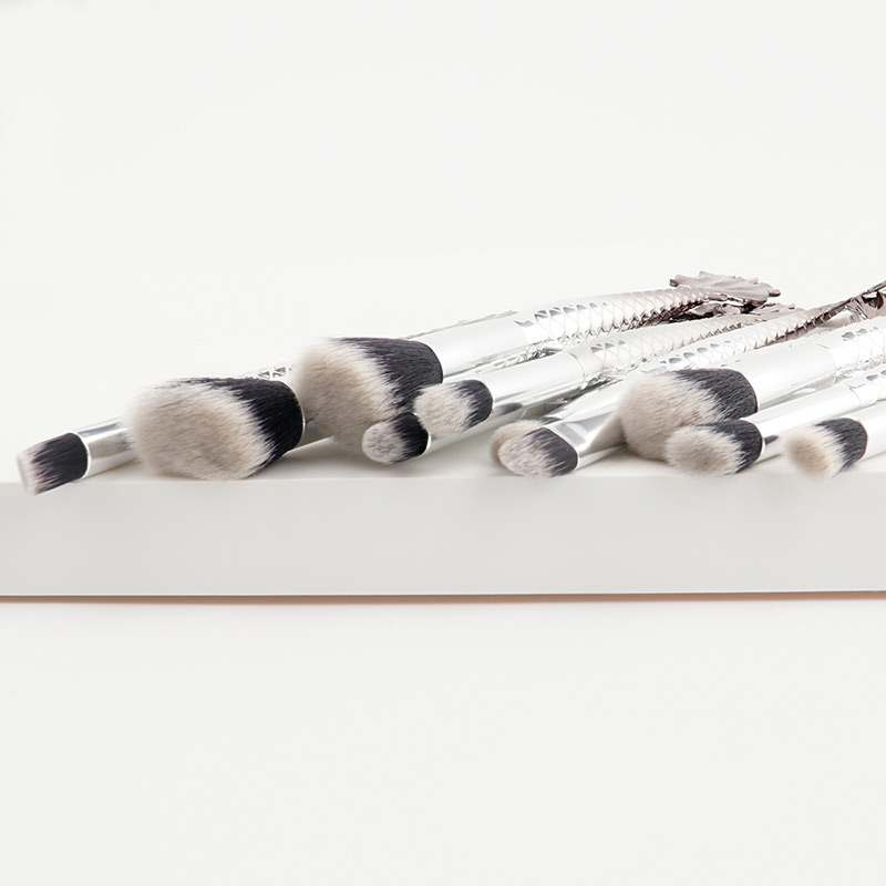 Fashion Silver Color Fish Shape Decorated Makeup Brush ( 10 Pcs)  Nylon,Beauty tools