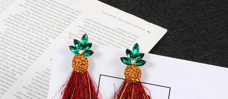 Fashion Claret Red Pineapple Shape Decorated Earrings,Drop Earrings