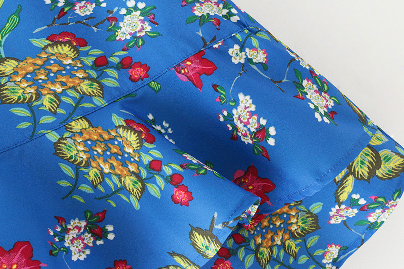 Fashion Blue Flower Pattern Decorated Suspender Dress,Skirts