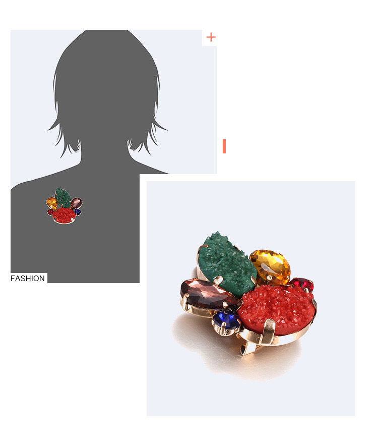 Fashion Multi-color Gemstone Decorated Color Matching Brooch,Korean Brooches
