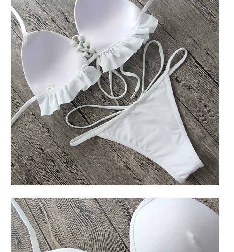 Fashion White Pure Color Decorated Bikini,Bikini Sets