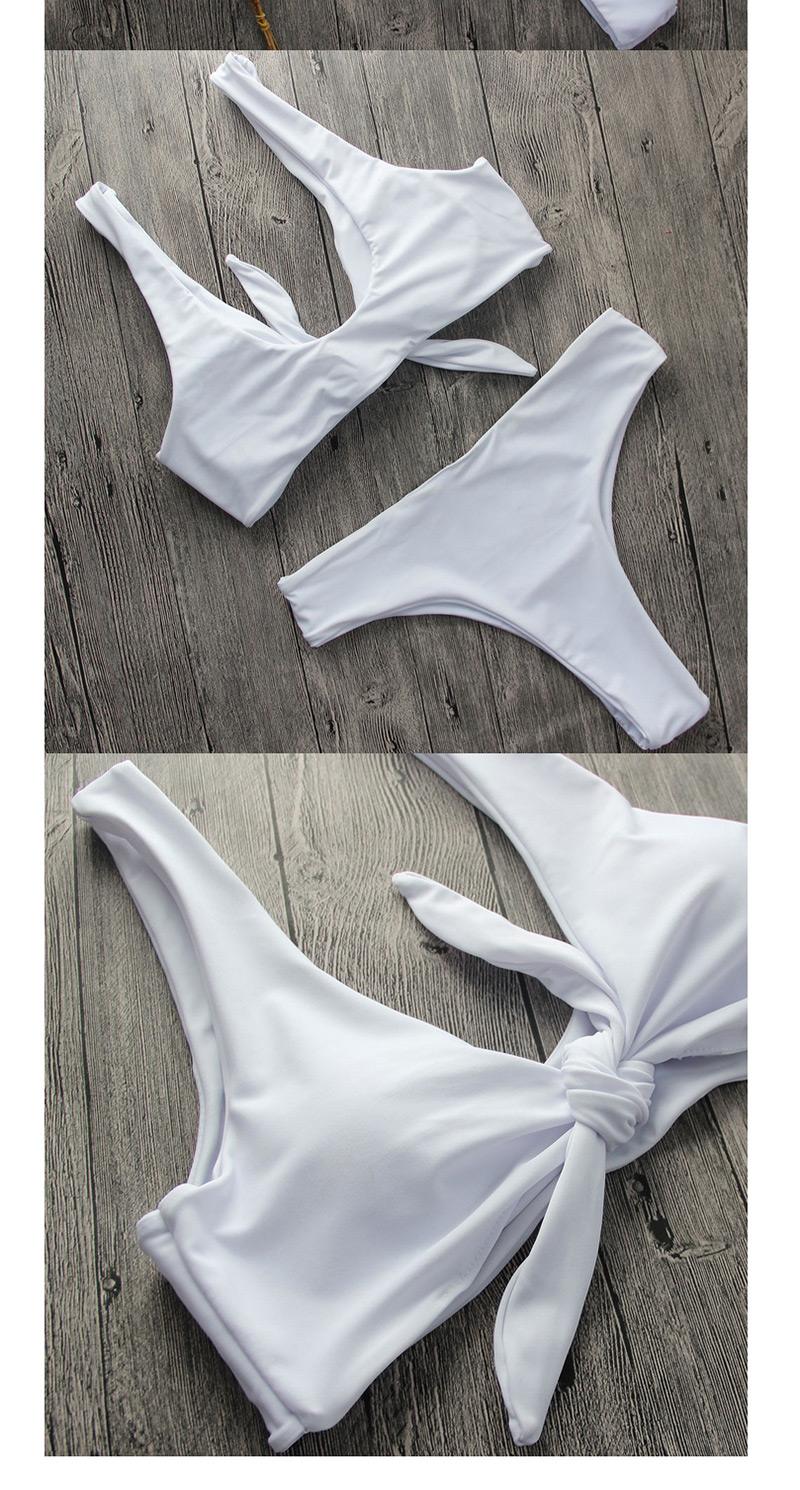 Fashion White Pure Color Decorated Swimwear,Bikini Sets