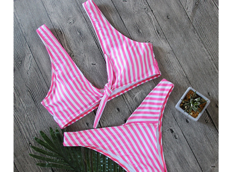 Fashion Pink Stripe Pattern Decorated Bikini,Bikini Sets