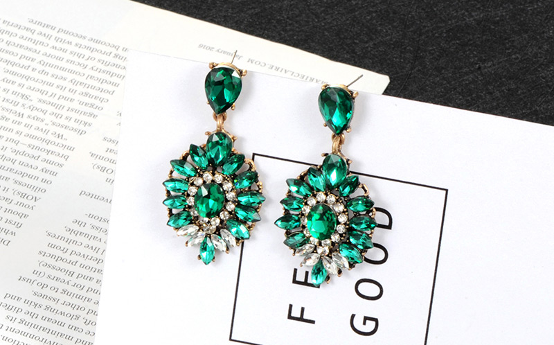 Fashion Green Water Drop Decorated Earrings,Drop Earrings